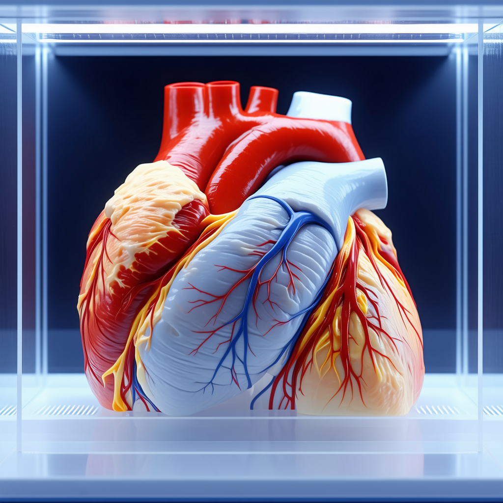 A Heart Is Displayed In A Glass Case, Showcasing Its Intricate Details