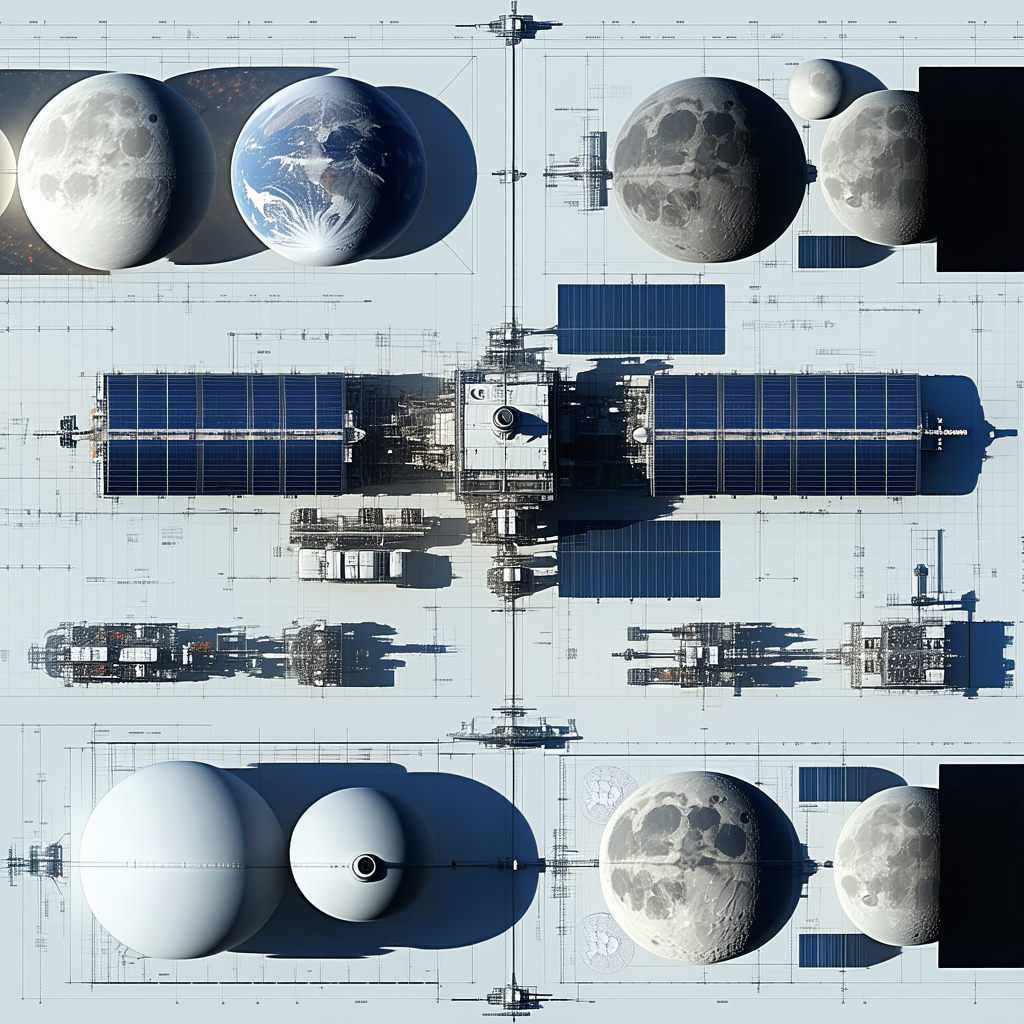 In This Image, There Is A Large Space Station With A Variety Of Objects On It