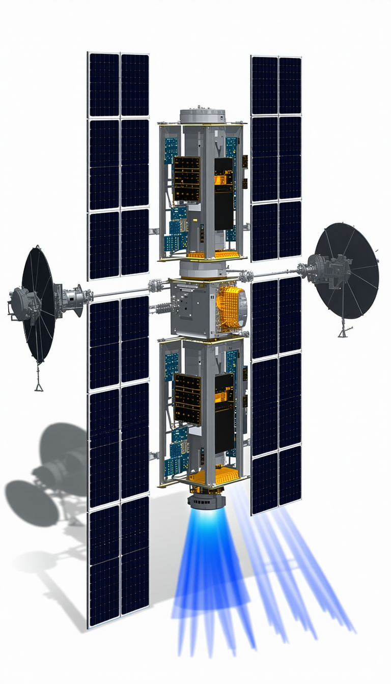 A Space Station With A Large Satellite On Top Of It