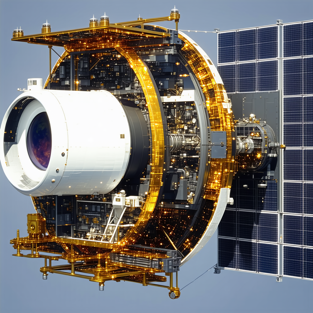 A Spacecraft With A Large Dome-shaped Structure On Its Side