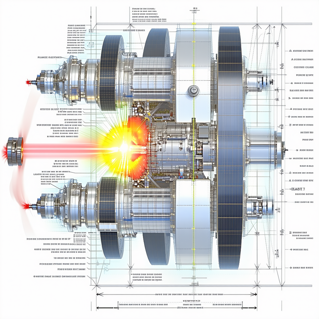 A Large, Detailed Drawing Of A Jet Engine Is Displayed In A Book Or On A Page