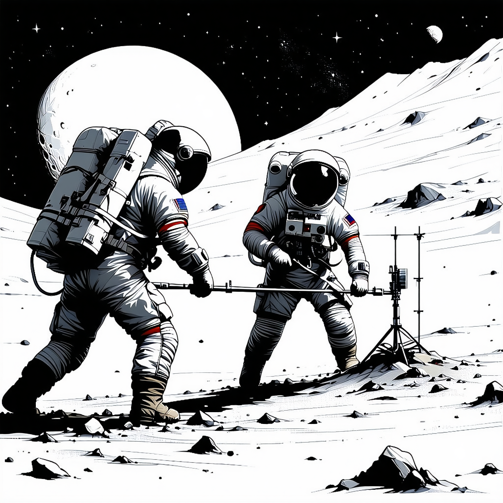 In The Image, There Are Two Astronauts Walking On The Moon
