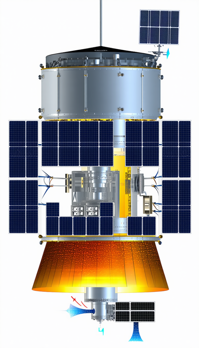 A Large Spacecraft With A Solar Panel On Its Side