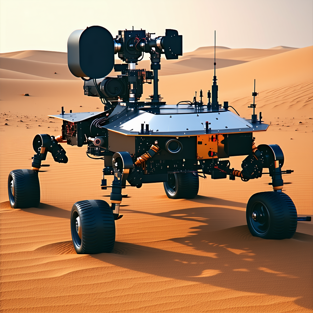 A Large Robotic Vehicle With A Dome-shaped Top, Sitting On A Sandy Surface