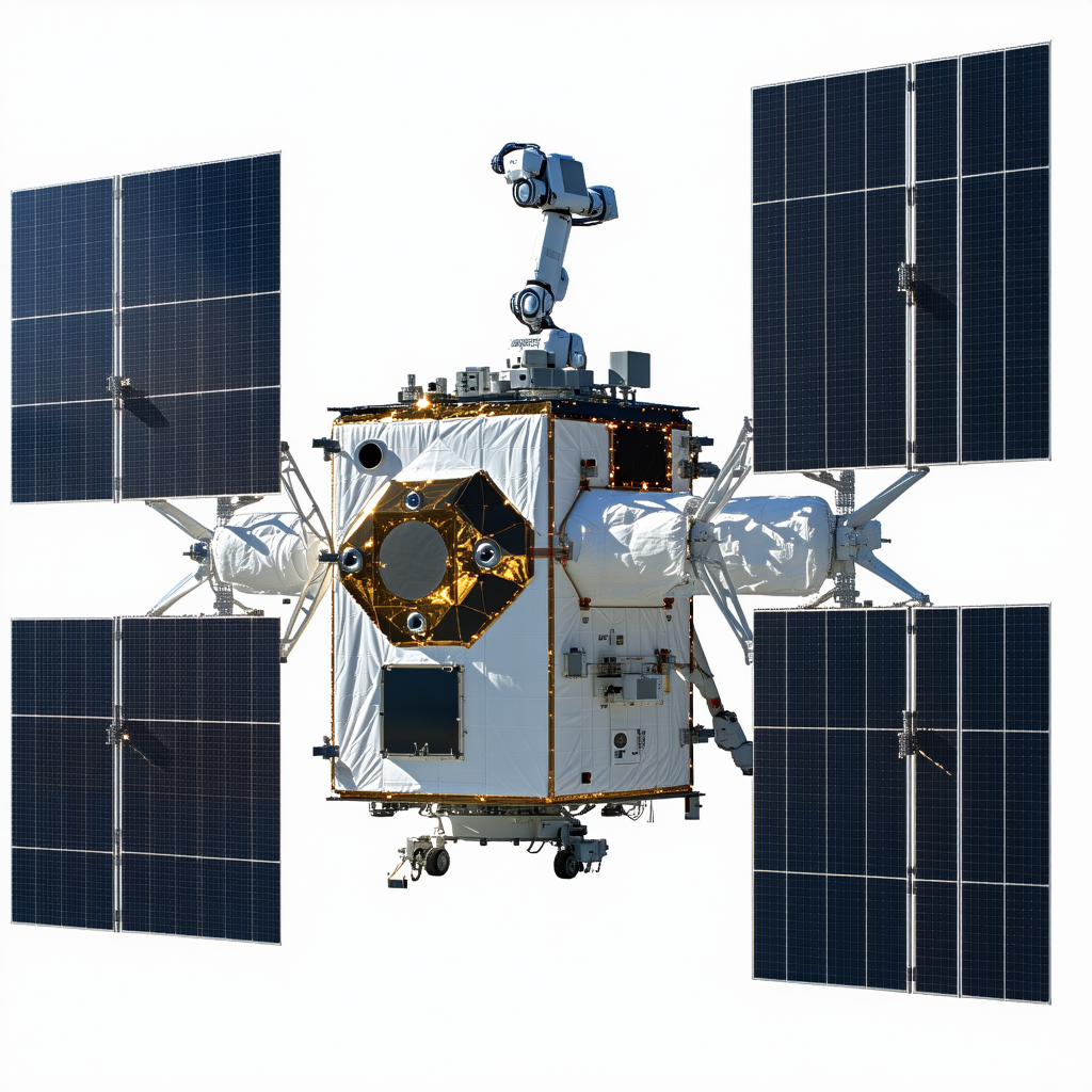 A Spacecraft With A Large Dome On Top, Floating In The Air