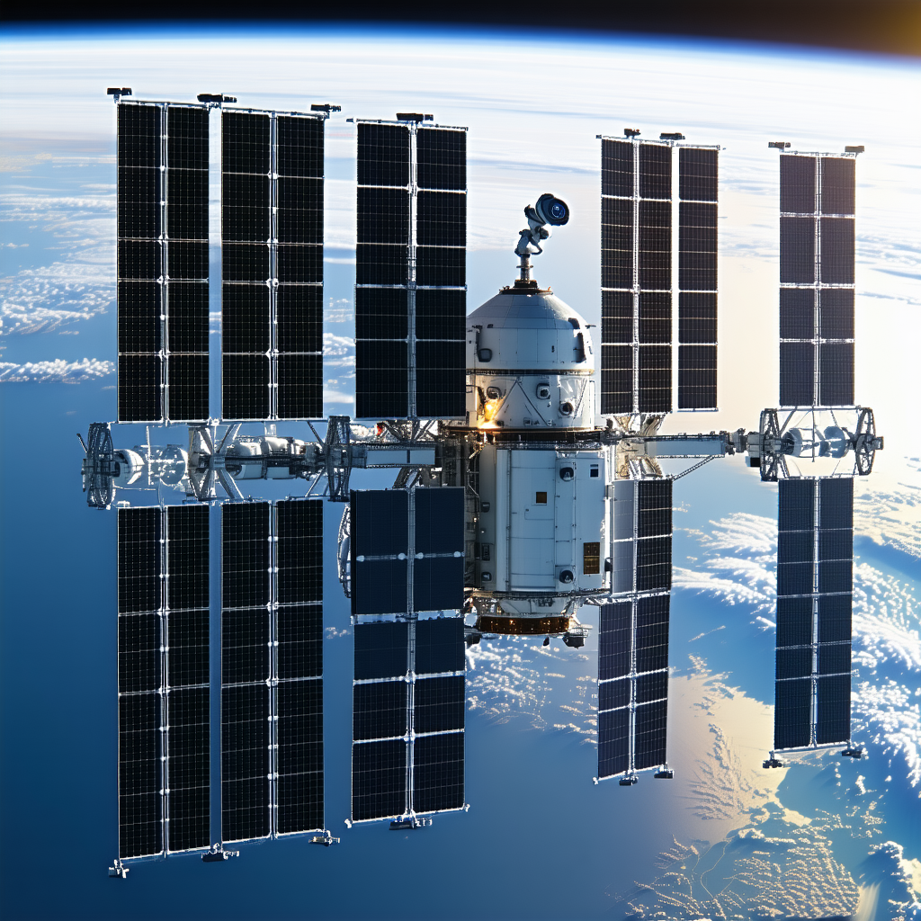 A Space Shuttle With A Large Dome On Top, Floating In The Air