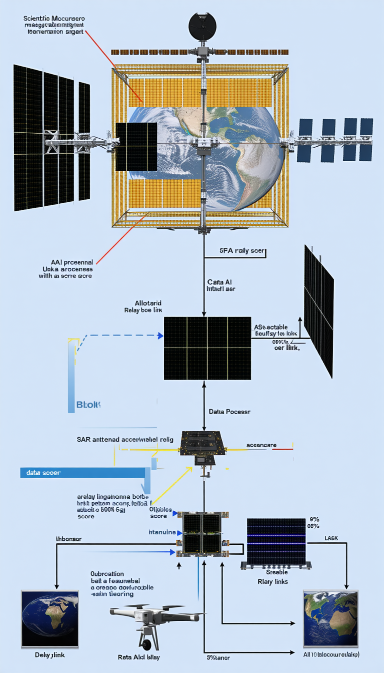 The Image Is A Diagram Showing The Process Of Data Transmission From A Satellite To A Ground Station
