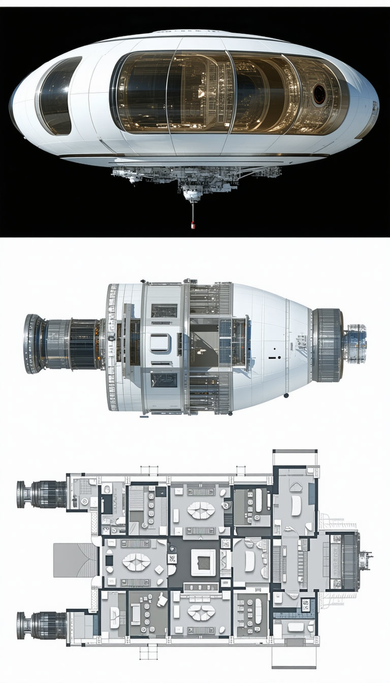 The Image Is A Collage Of Three Different Views Of A Large Airplane