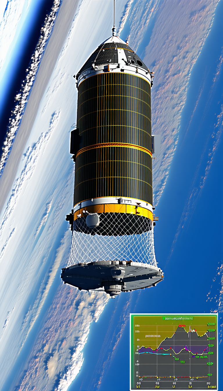 A Large Spacecraft Is Seen In The Sky, With A Large Net-like Structure On The Bottom Of It