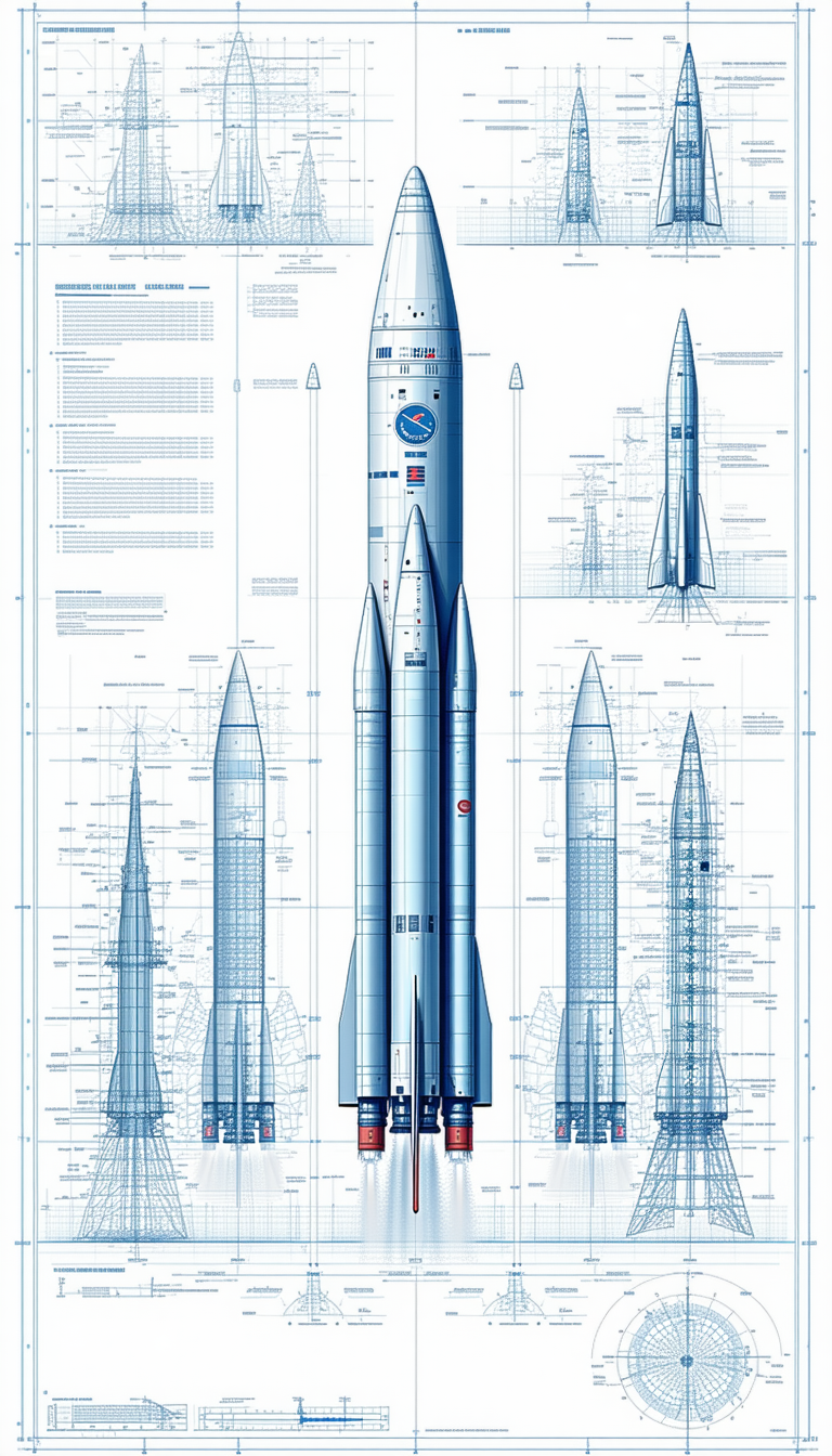 A Blue Rocket Ship Is Shown In A Diagram, With Its Various Parts Labeled