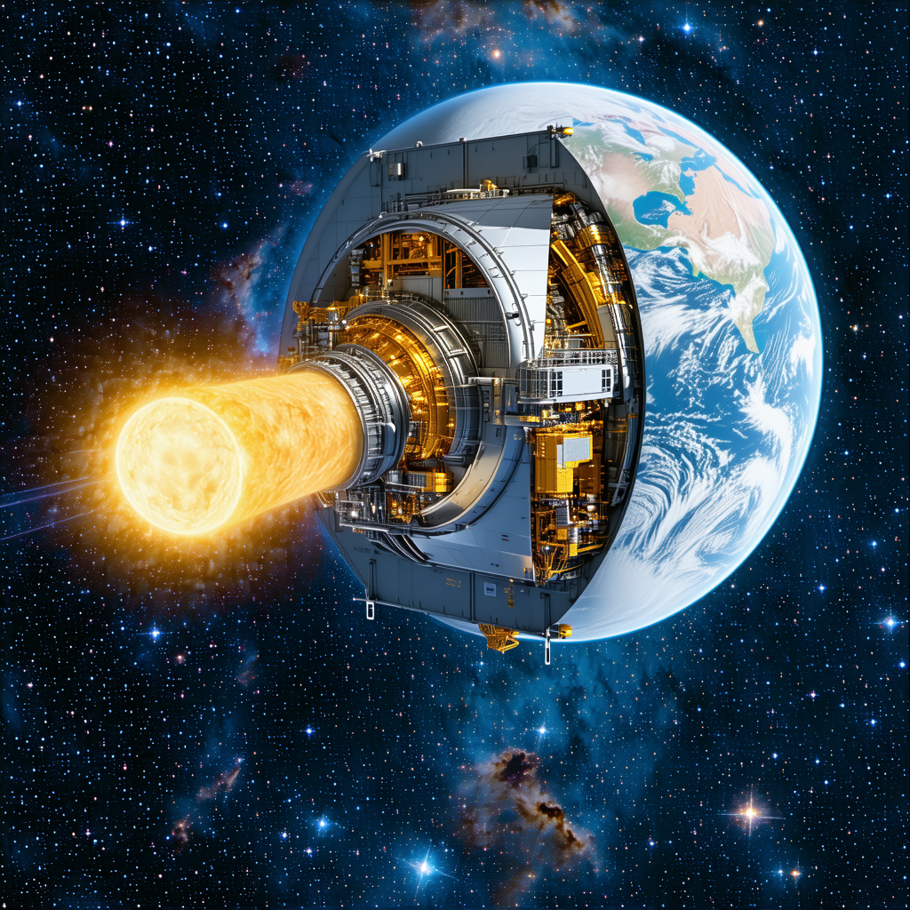 A Spacecraft With A Large, Round, And Open Structure On Its Side