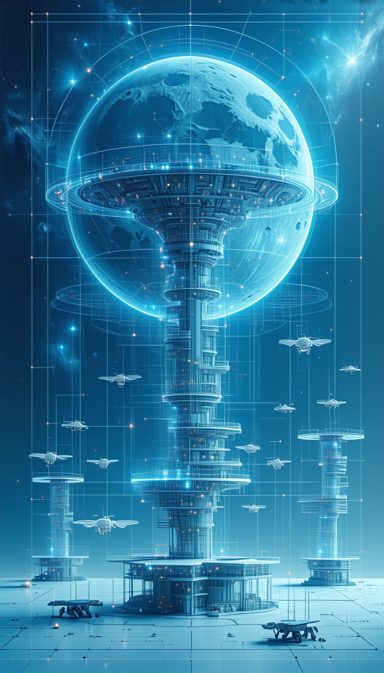 futuristic scene, massive tower dome