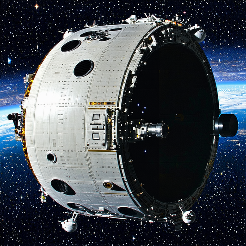 A Large Spacecraft, Possibly A Space Station Or A Satellite, Floating In The Vastness Of Space