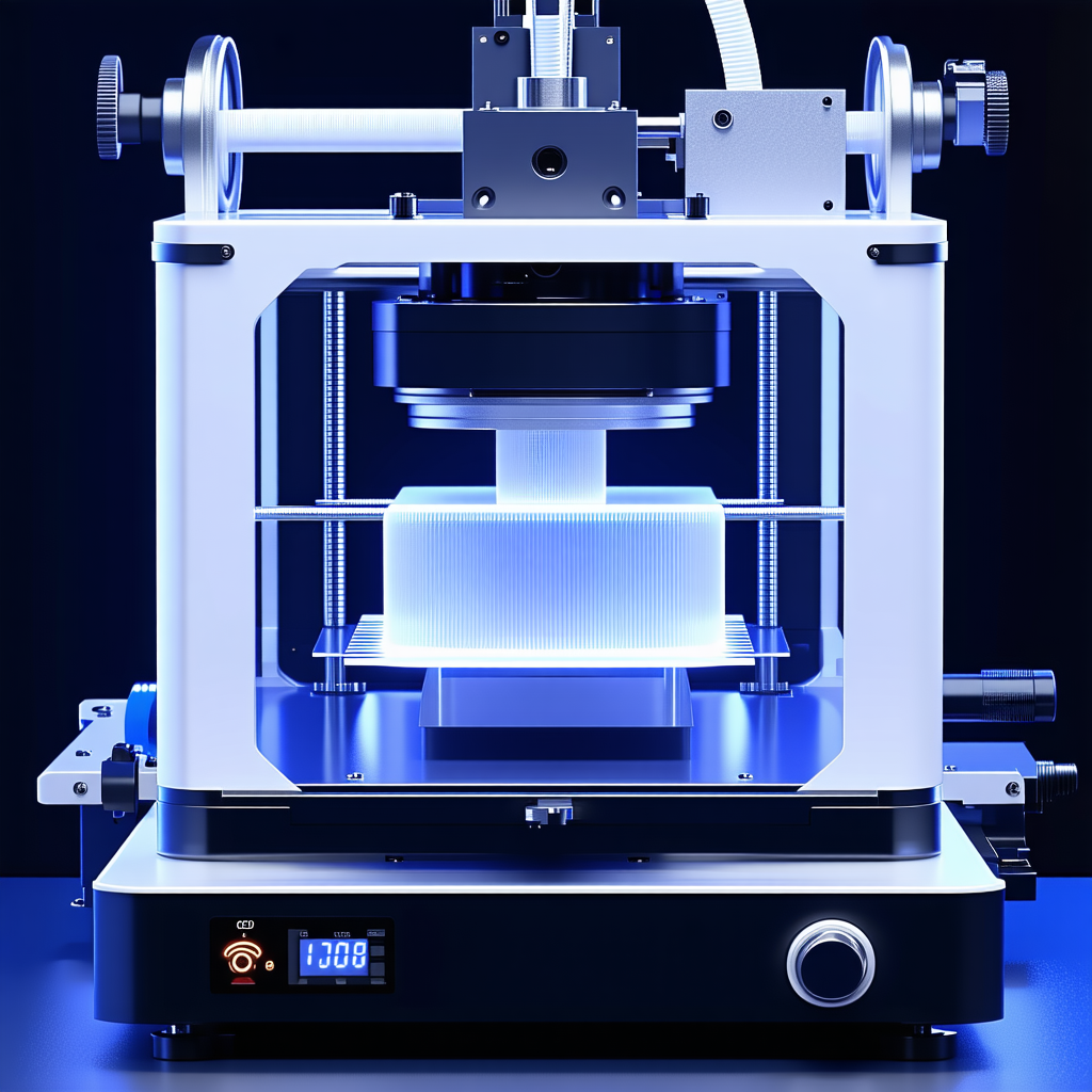 A Large, White, And Blue Machine With A Blue Background