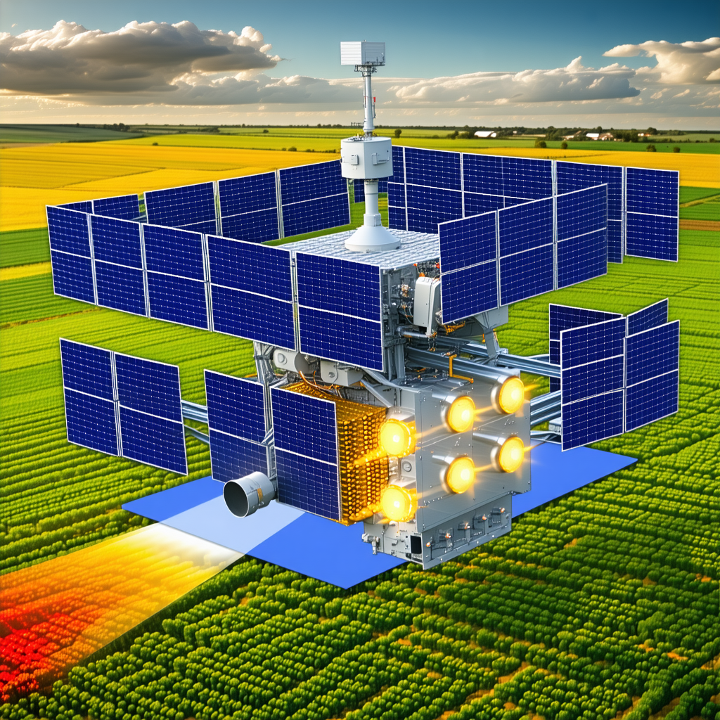 large, futuristic-looking spacecraft solar panels