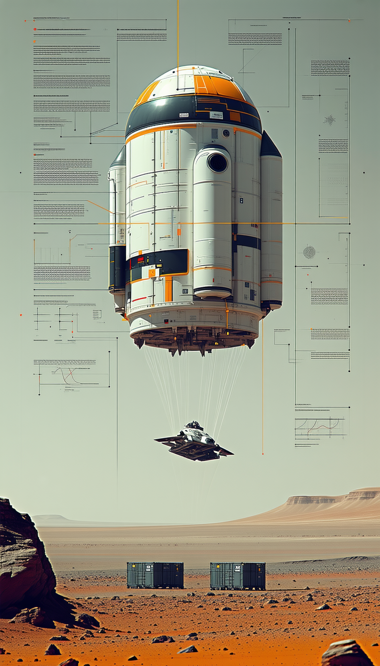 A Large Spacecraft Is Shown In A Diagram, With A Smaller Spacecraft Hanging From It