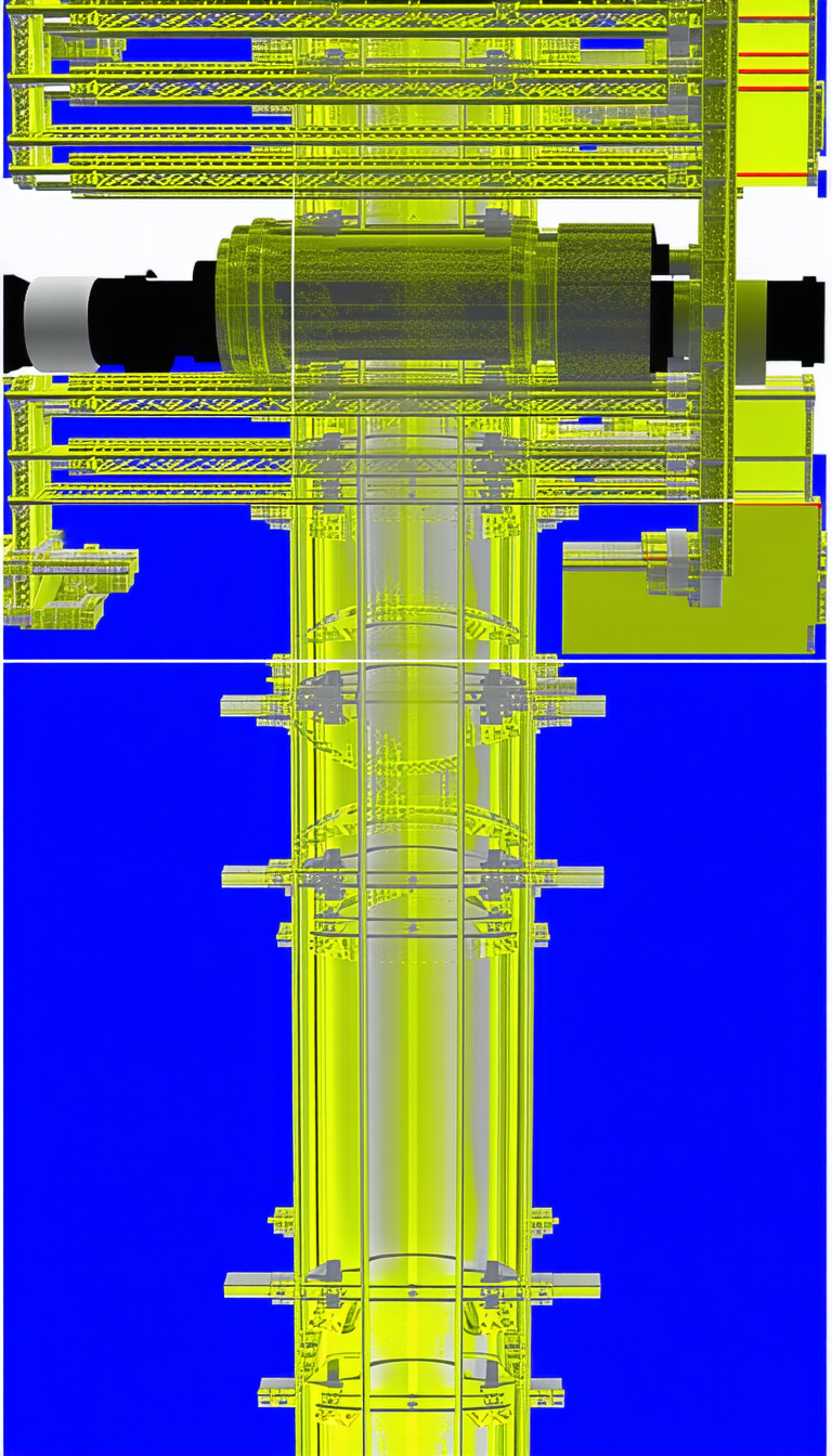 The Image Is A Blue And Yellow 3d Model Of A Large Pipe