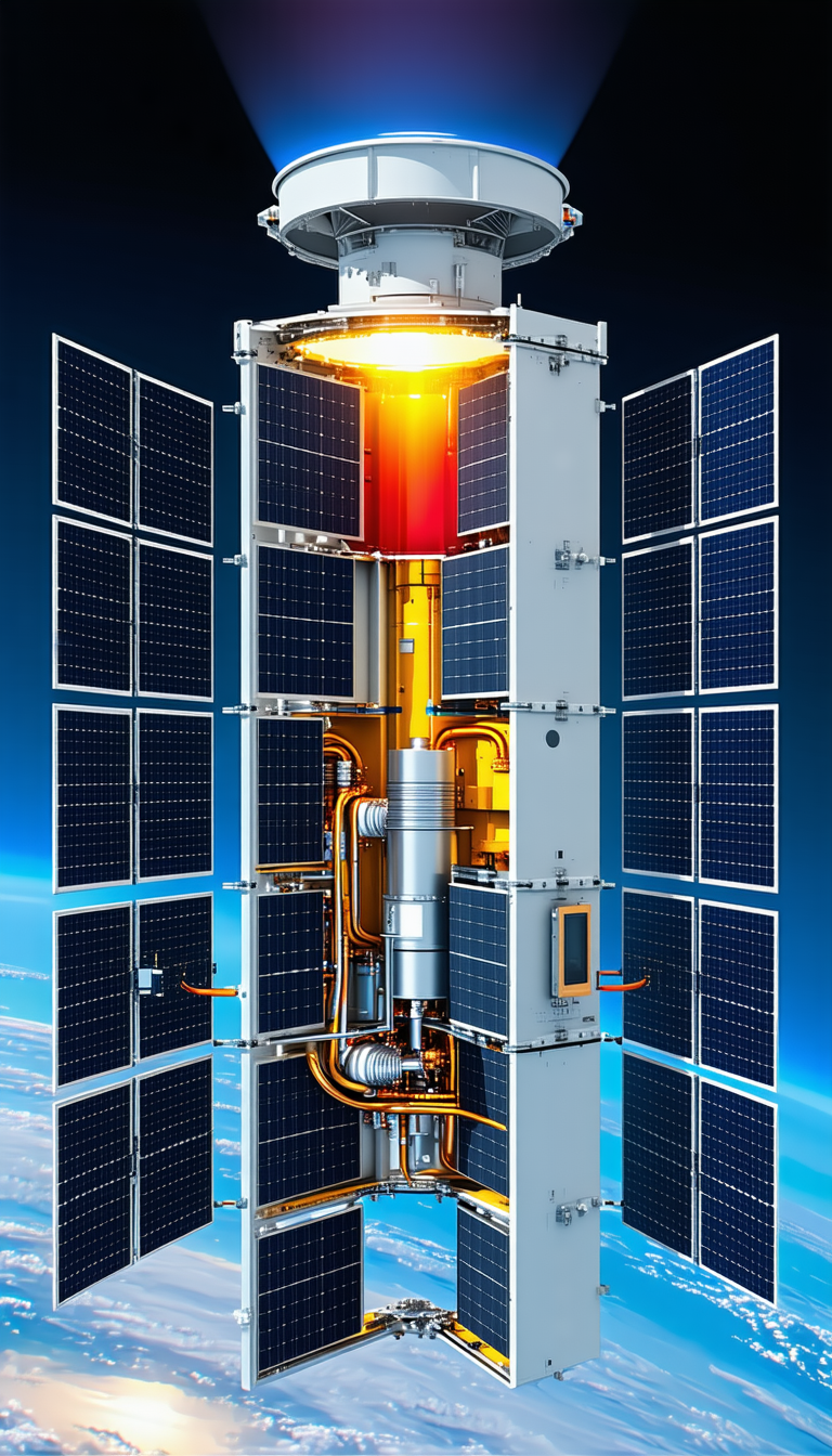 A Large, Cylindrical Structure With A Solar Panel On Top