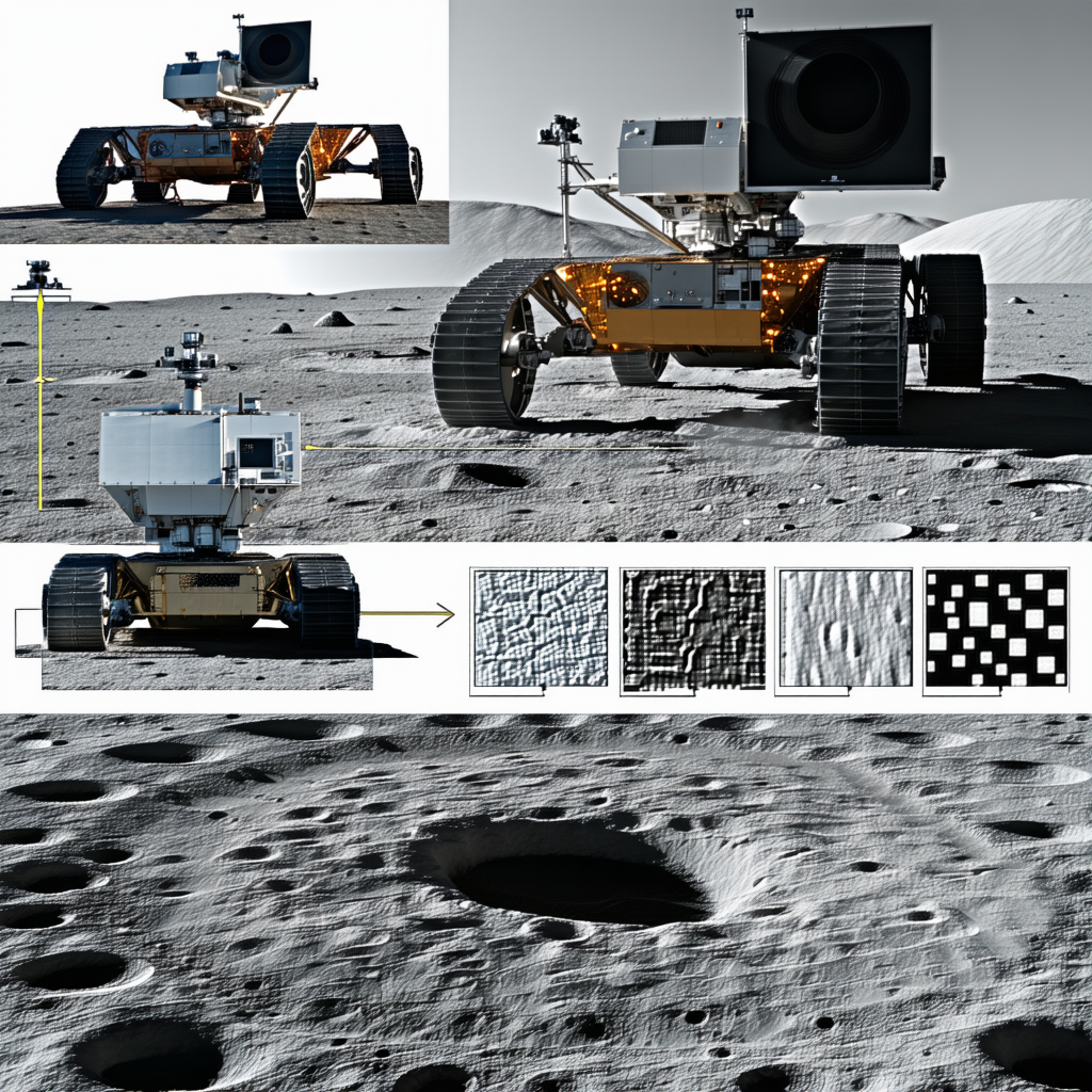 The Image Is A Collage Of Various Pictures Of A Robotic Vehicle On The Moon