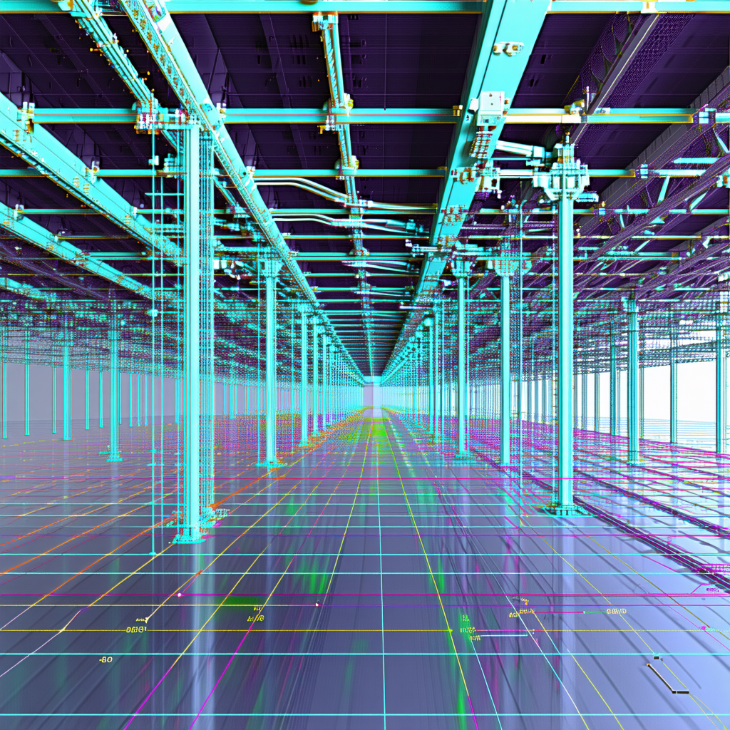 The Image Is A 3d Model Of A Large Building, Possibly A Warehouse Or A Factory