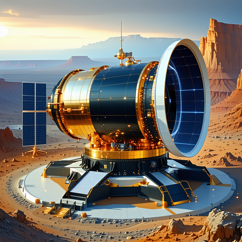 A Large, Futuristic-looking Spacecraft Is Sitting On A Rocky Surface, Possibly On A Distant Planet