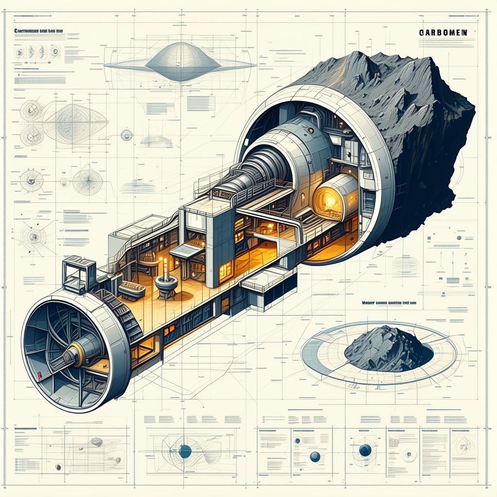 A Large, Detailed Drawing Of A Space Station Is Displayed