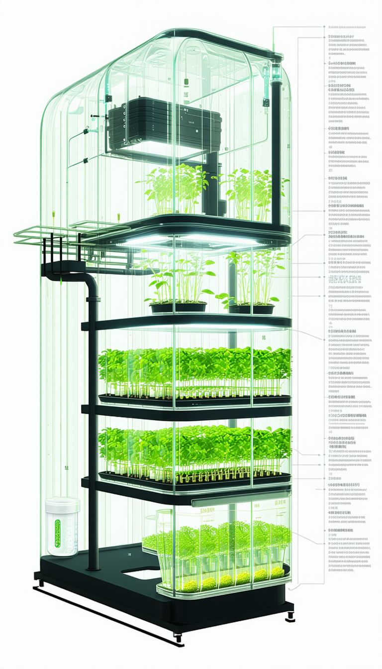A Large, Multi-tiered Greenhouse Filled With Various Plants