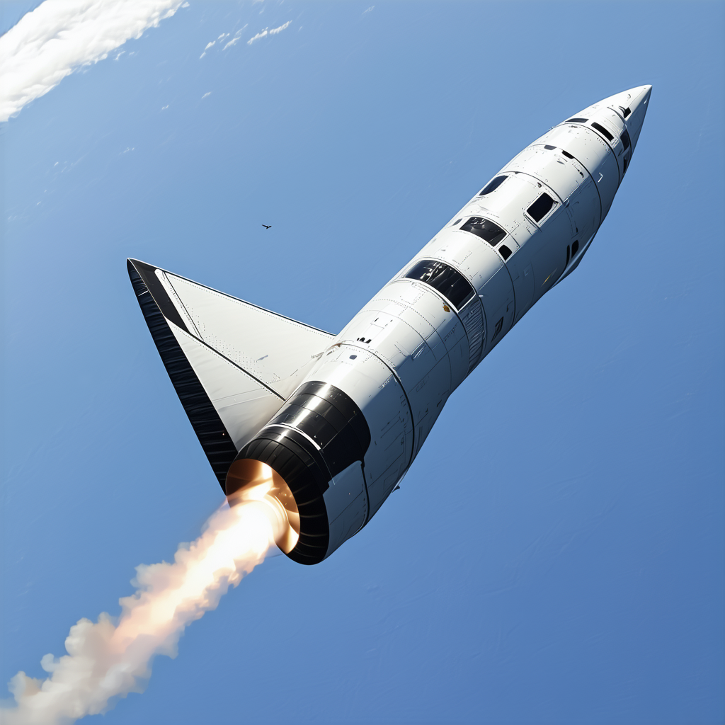A Rocket Is Flying Through The Sky, Leaving A Trail Of Smoke Behind It