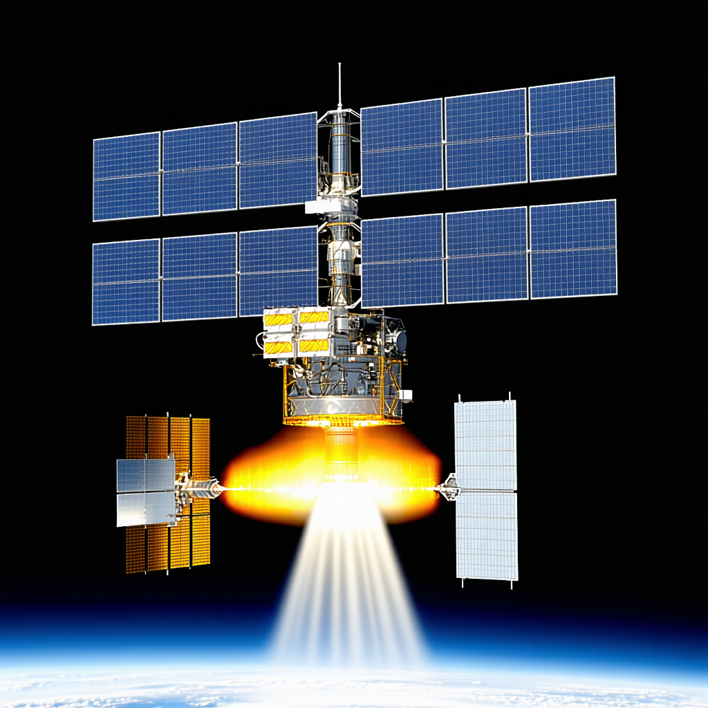 A Space Station With A Large Satellite Dish On Top Of It