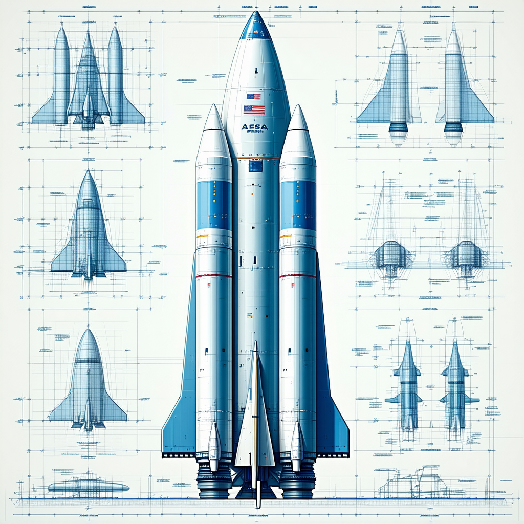 A Blue And White Space Shuttle Is Shown In A Series Of Diagrams, Illustrating Its Various Components