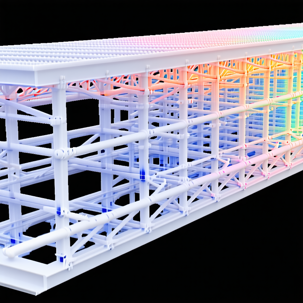 A White, Three-dimensional Structure With A Rainbow-colored Pattern