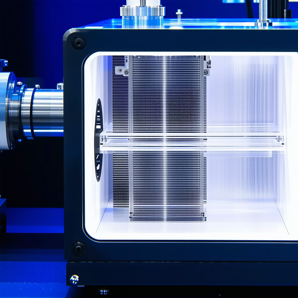 A Large, Blue Box With A Clear Window On The Front