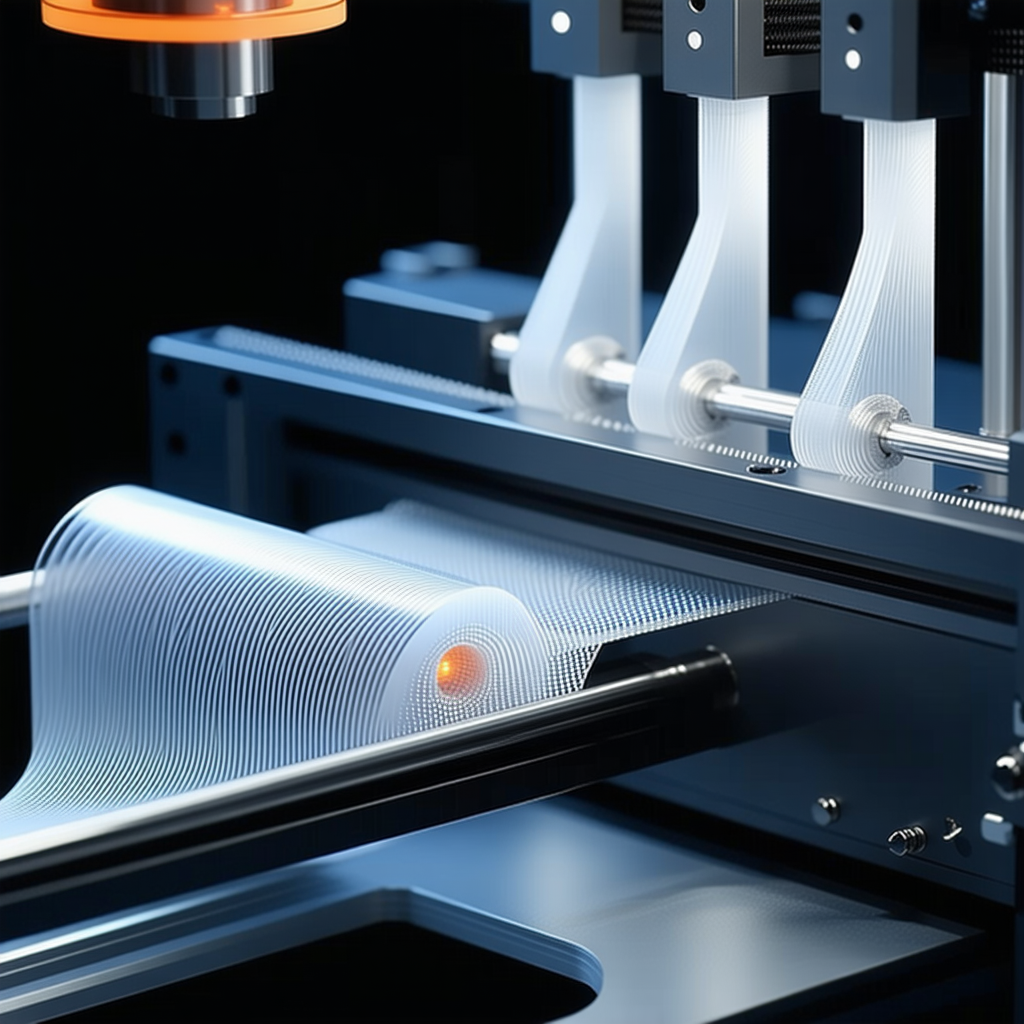 A Machine Is Shown In The Image, With A Piece Of Plastic Or A Plastic Sheet Being Processed