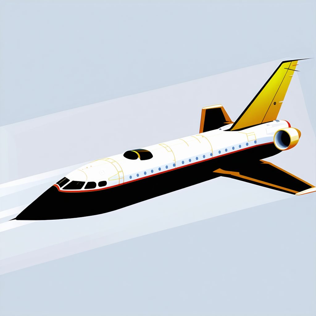 A Jetliner Is Shown In A Cartoon Style, Flying Through The Sky