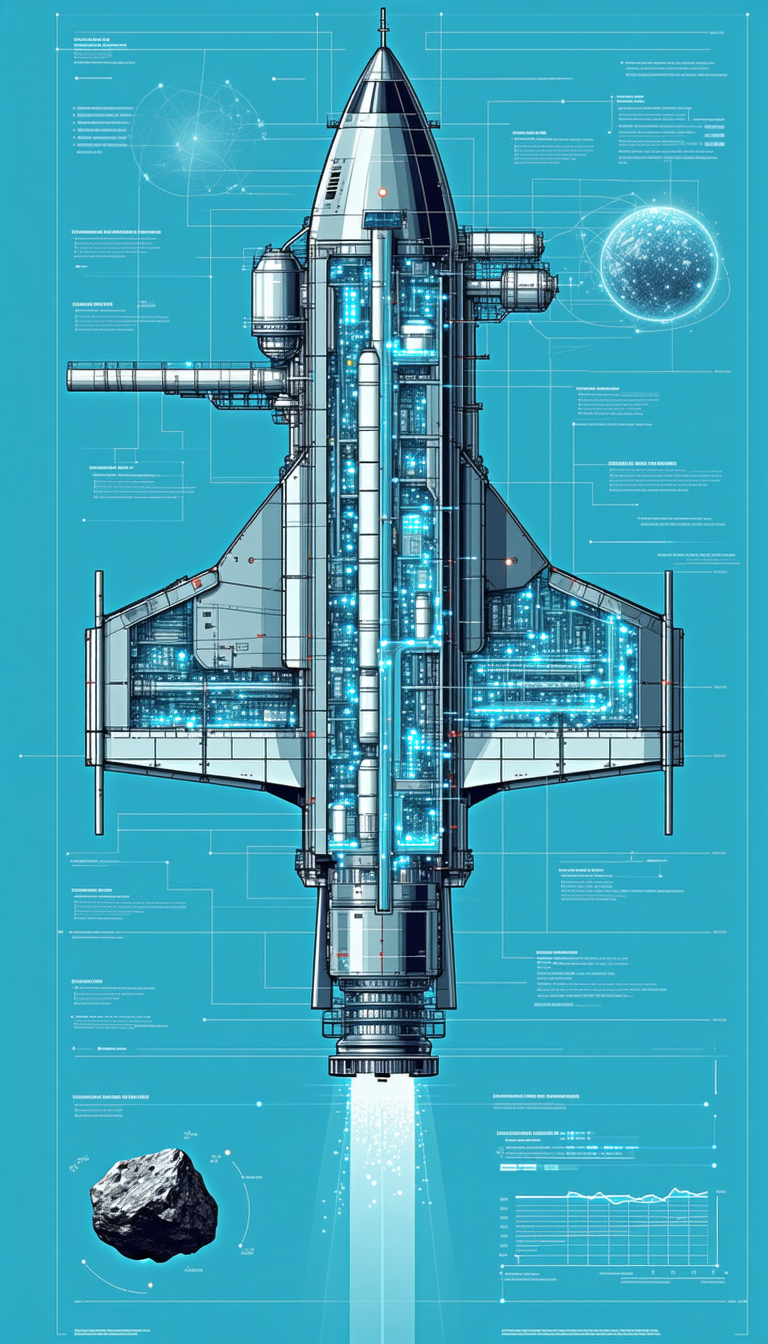 A Blue And White Diagram Of A Space Shuttle Is Displayed