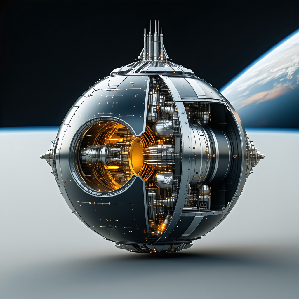 A Large, Futuristic Spacecraft With A Dome-shaped Structure