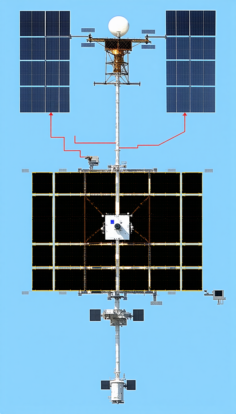 A Space Station With A Large Satellite Dish On Top Of It