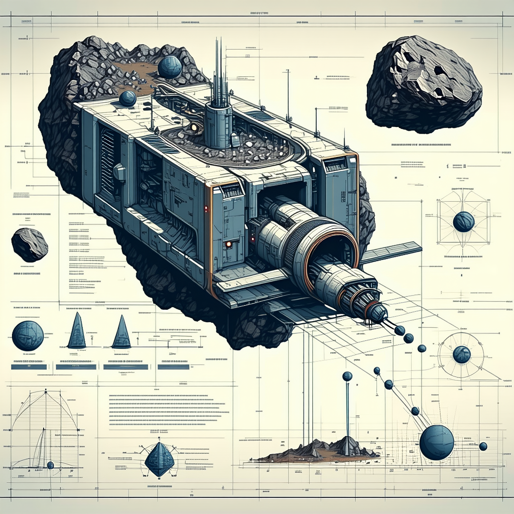 The Image Is A Detailed Drawing Of A Space Station, With Various Components And Parts Labeled