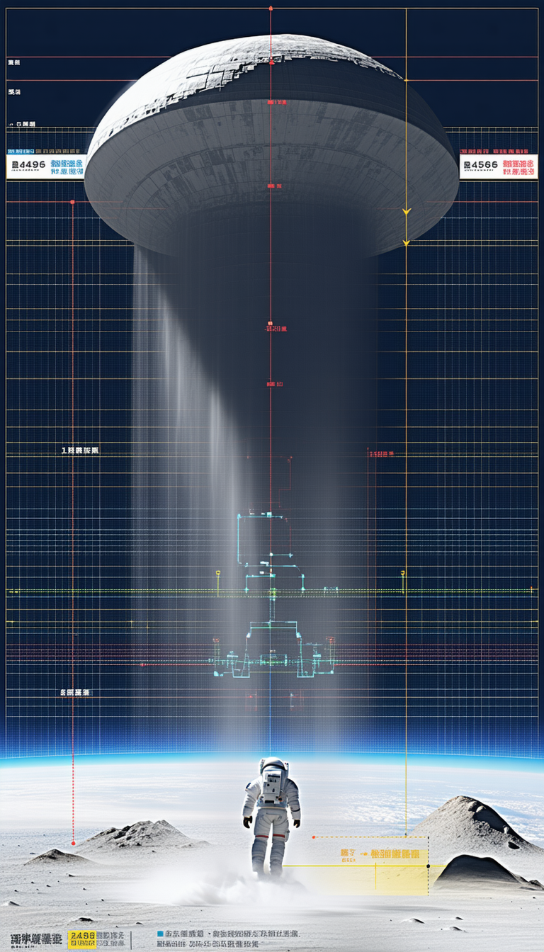 A Blue And White Drawing Of A Space Station Is Shown