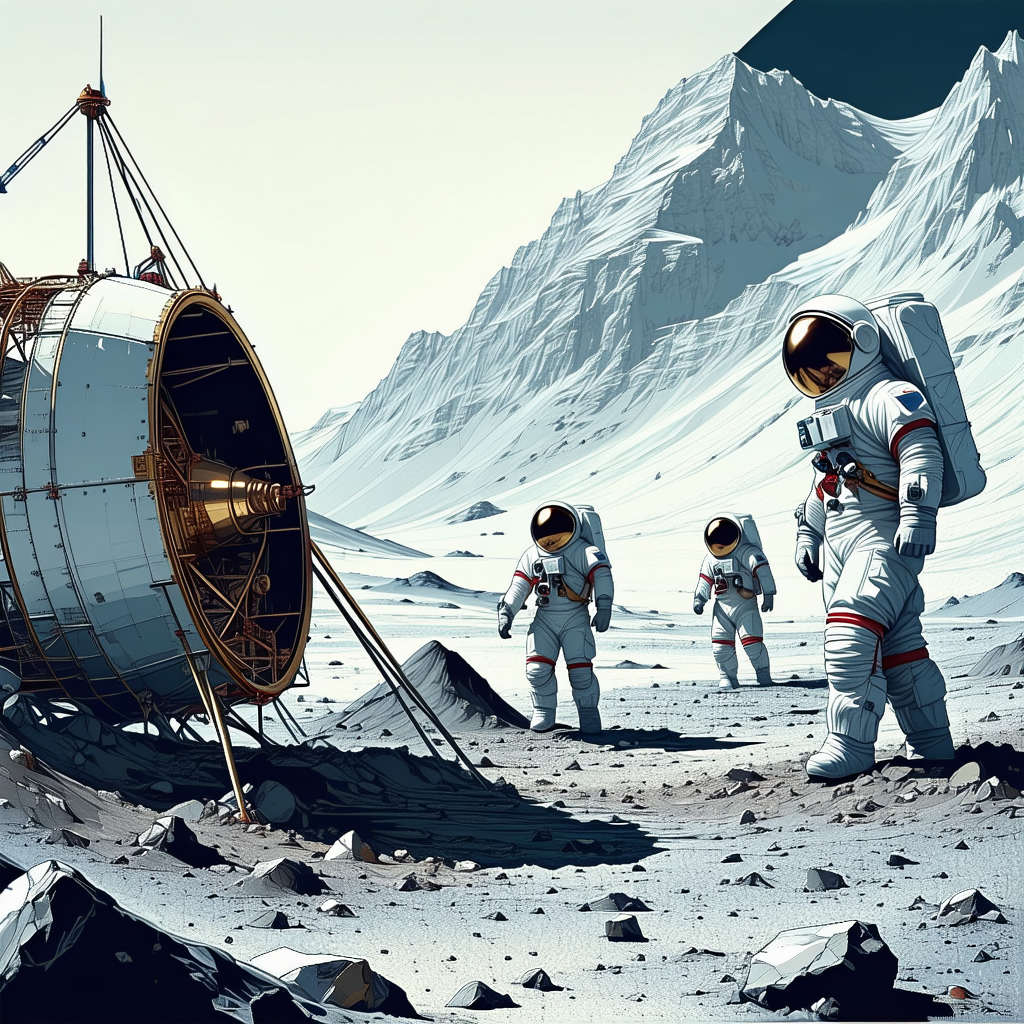 In The Image, There Are Three Astronauts Standing On A Rocky Surface, Possibly On The Moon