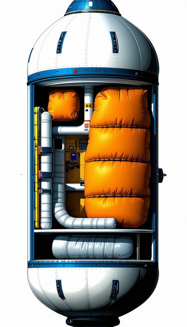 A Large, White, Cylindrical Structure Is Shown In A Blue And White Drawing