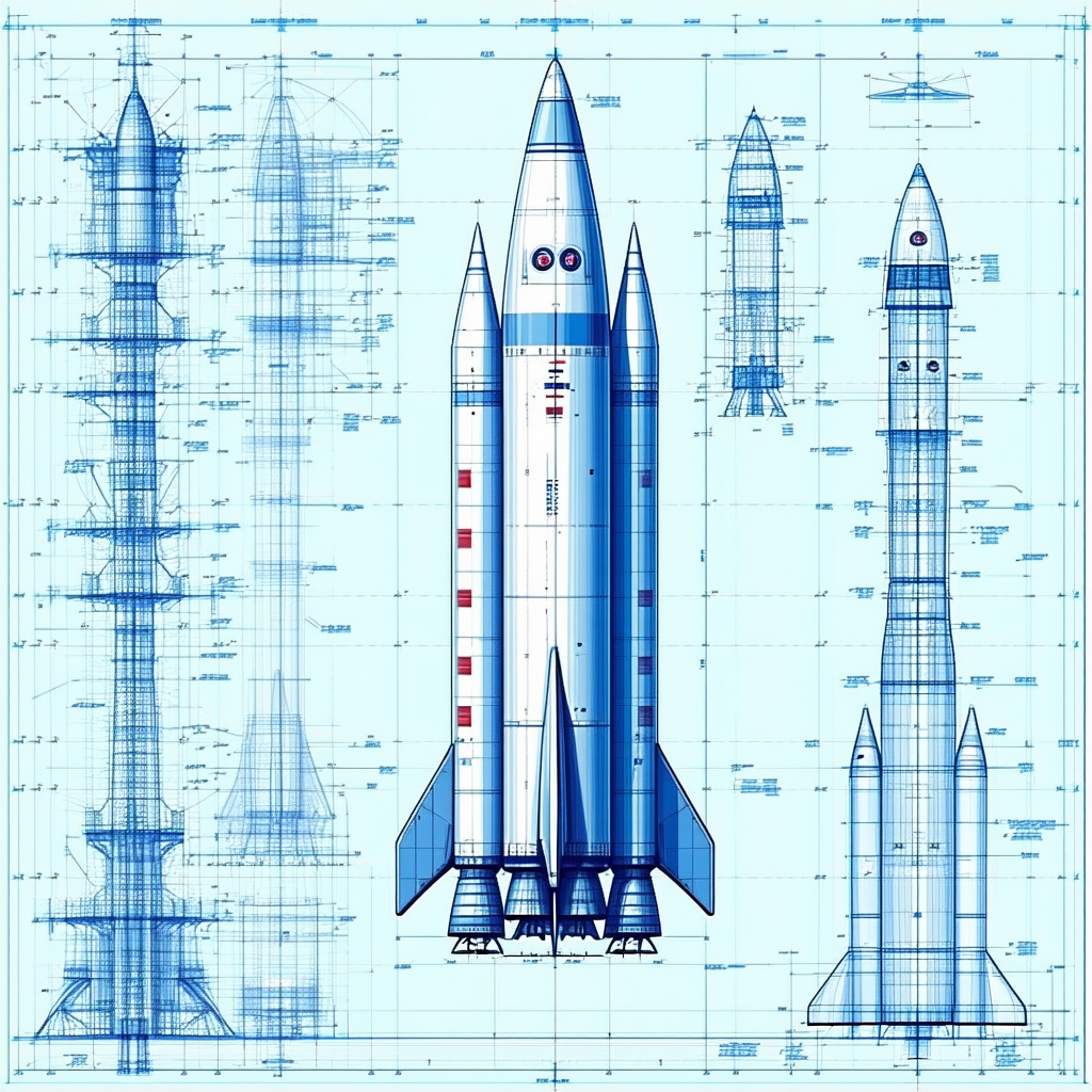 A Blue Rocket Ship Is Shown In A Diagram, With Its Various Parts Labeled