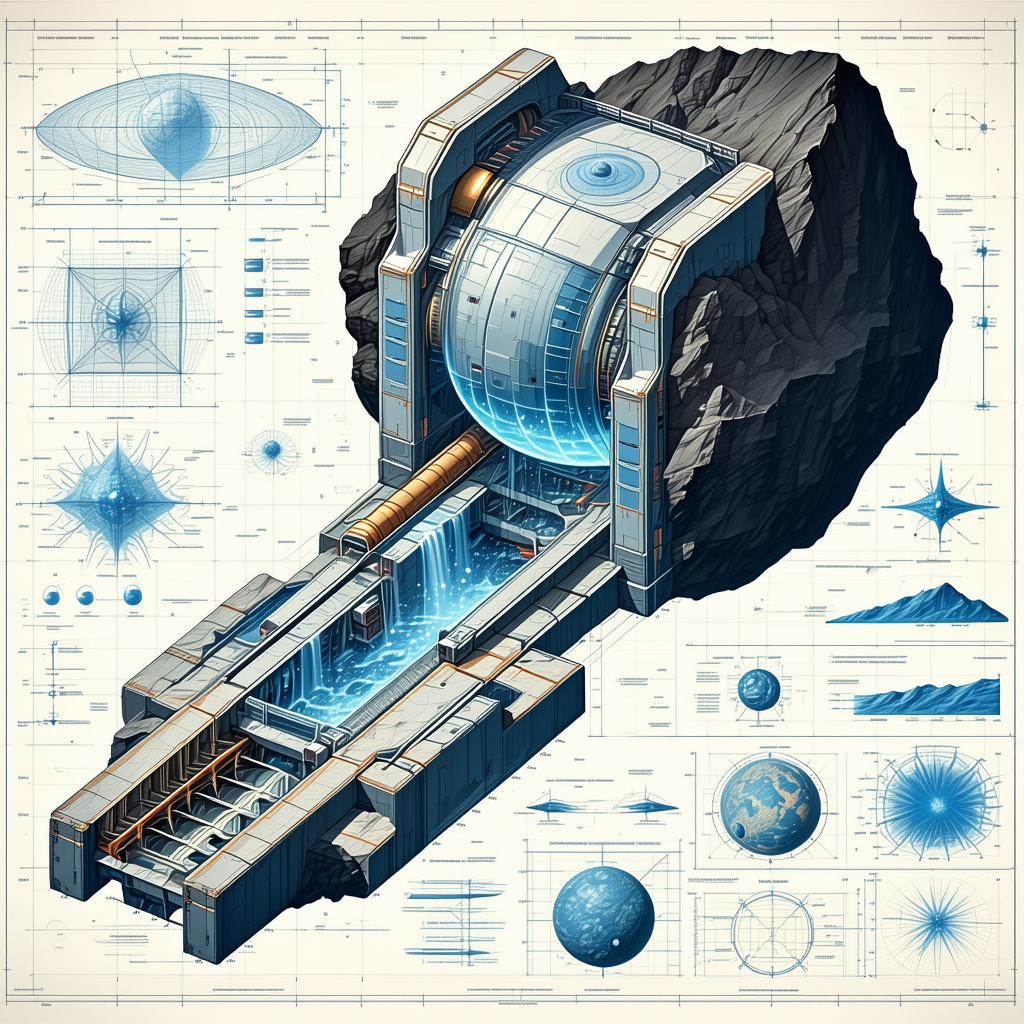 A Futuristic Drawing Of A Space Station Is Shown, With A Large Tunnel Leading To A Smaller Tunnel