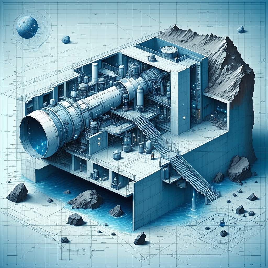 blue white drawing futuristic city