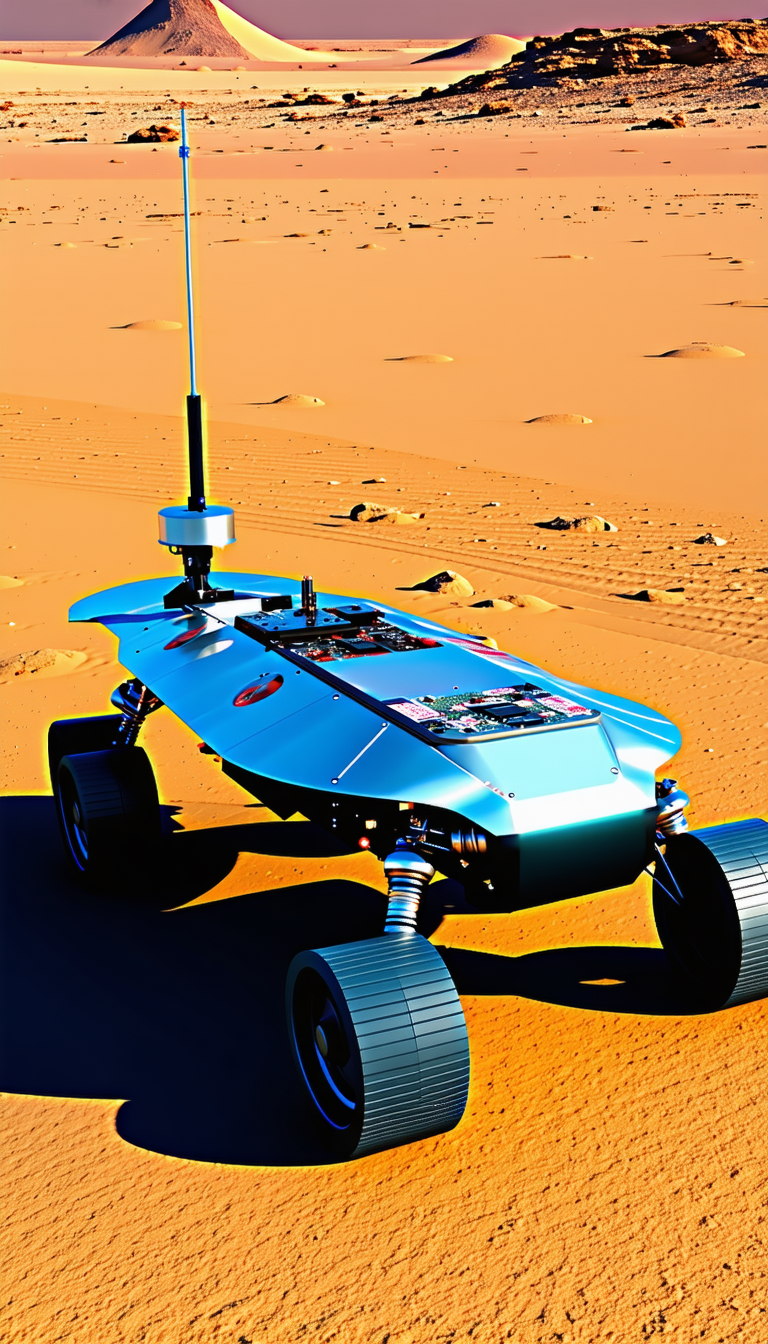 A Futuristic Vehicle With A Large Antenna On Top Of It