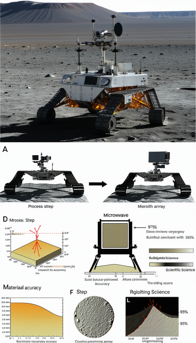 A Robotic Rover On A Martian Surface, With A Large Antenna On Its Back
