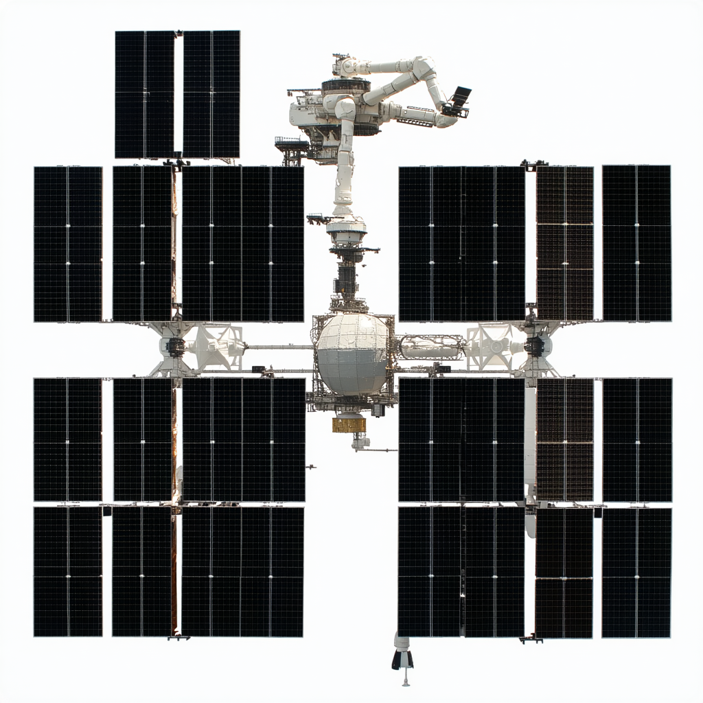 A Space Station With A Large Satellite Dish On The Side