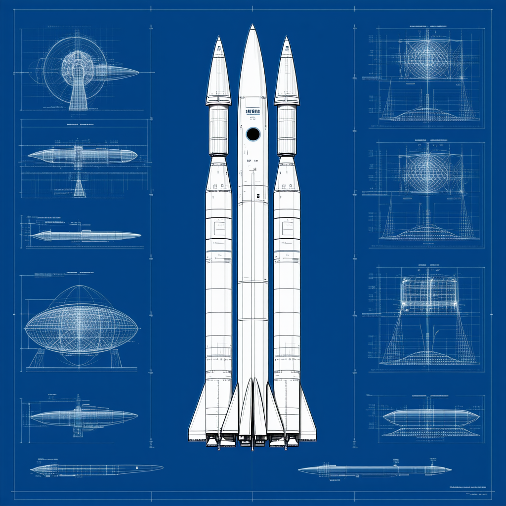 A Blue Illustration Of A Rocket Ship Is Shown, With Two Rockets Side By Side