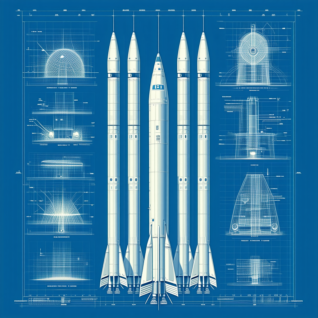 A Blue Illustration Of A Rocket Ship Is Shown, With Three Different Sections Of The Rocket