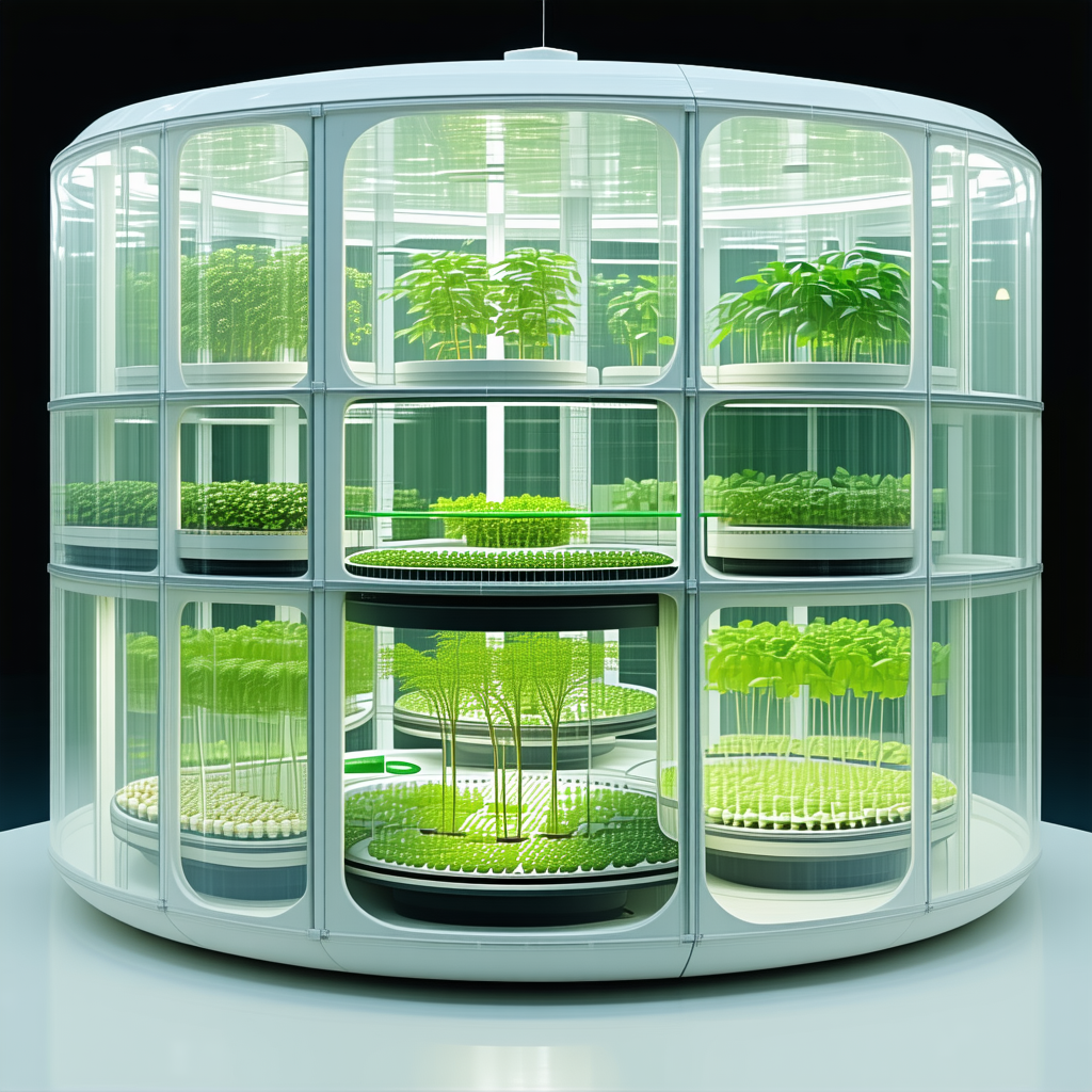 A Large, Round, Glass Structure Filled With Various Plants